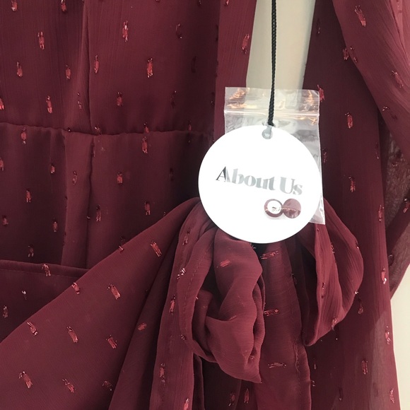 Maya Wrap Dress in Burgundy - Picture 4 of 6